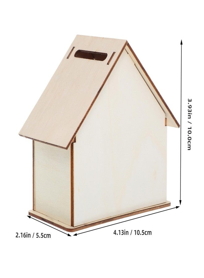 VOSAREA 5pcs Unfinished Wooden Piggy Banks Paintable DIY Coin Birdhouse Coin Banks for Kid Money Crafts - Image 2